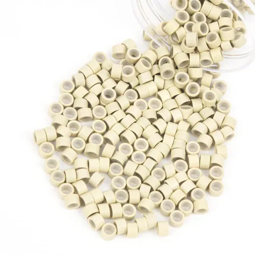 Miniatura 83 de Vlasy 100 Piezas Cuentas de Nano Anillo con Forro de Silicona para Extensiones de Cabello Humano con Nano Anillo 5 Colores Opcionales (Negro)