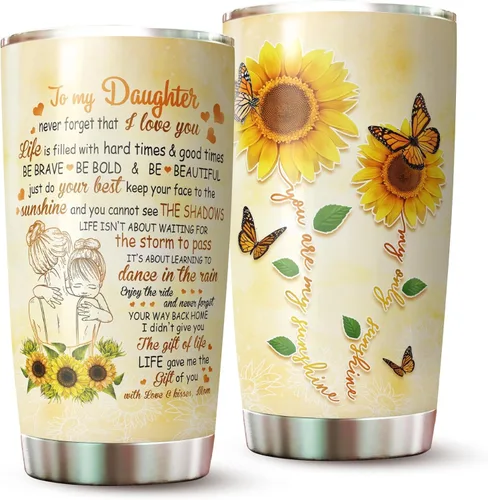 Vaso para hija - Regalos para hija de mamá, madres - Regalos para hija en el Día de la Madre, Navidad - Vaso para hija - Taza para mi hija - Vaso de