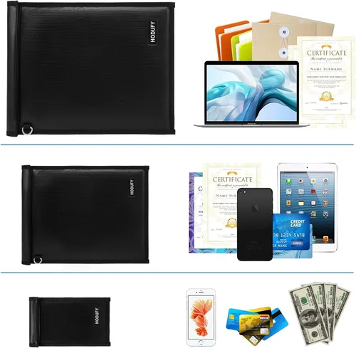 Miniatura 3 de Bolsa Faraday para Portátiles y Tabletas y Llaves de Coche - Paquete de 3 Jaulas Faraday, Protector de Llavero Faraday, Bolsa RFID Ignífuga e