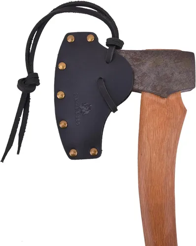 Miniatura 10 de Funda de cuero duradera para hacha, cubierta de cabeza de hacha, protector de hoja de hacha, herramienta de camping Marrón