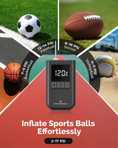 Miniatura 2 de Bomba de Aire para Pelotas Deportivas, Bomba de Baloncesto Eléctrica Portátil con Inflado Ultra Rápido, con Pantalla LED Digital, Bomba de Aire