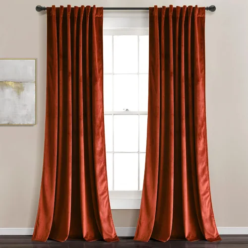 Miniatura 13 de Lush Decor Prima Velvet - Par de paneles de cortinas para ventana con pestaña trasera y bolsillo para cortinero, 84 pulgadas de largo x 54 pulgadas