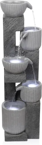 Miniatura 10 de Alpine Corporation GIL1482 - Fuente de agua de piedra envejecida de 3 niveles para exteriores de 41 pulgadas con aspecto de piedra natural, Gris
