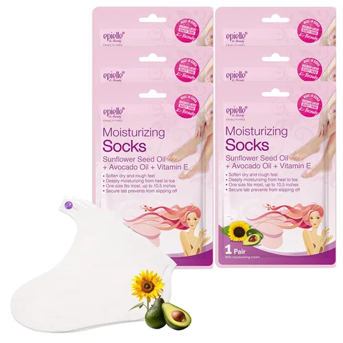 Miniatura 10 de Epielle Máscara Hidratante para Pies 6 Pares, Alivia y Suaviza con Manteca de Karité y Aceite de Jojoba, Calcetines Hidratantes Profundos para Pies