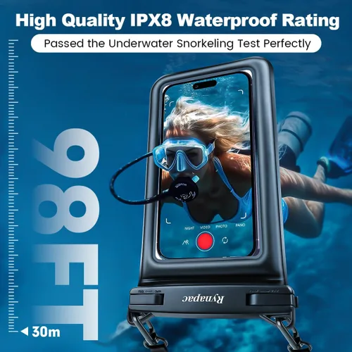 Miniatura 2 de [Hasta 8.5 pulgadas] Bolsa impermeable para teléfono flotante, doble bolsa impermeable con cordón para iPhone 16 15 Pro Max, Galaxy S25 S24 Ultra