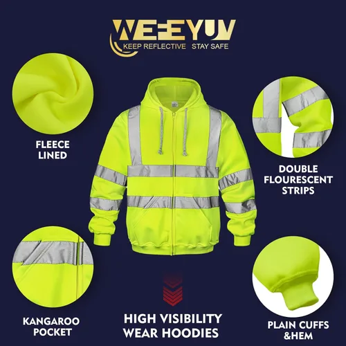 Miniatura 6 de wefeyuv Hi Vis - Sudaderas de visibilidad reflectante de color liso para hombre