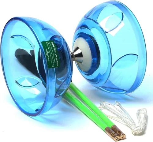 BodyRhythm - Juego de cinco rodamientos de yoyo chino con varillas de fibra de vidrio, cuerdas ajustables para todas las edades, lo mejor para Azul