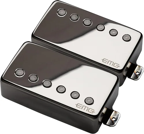 Set de pastillas humbucker para puente y cuello de guitarra EMG 57/66, cromo negro Negro chrome