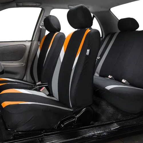 Miniatura 2 de FH Group Fundas de asiento de coche de tela plana modernistas de alta calidad, ajuste universal, fundas de asiento lavables para SUV, sedán, Naranja
