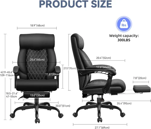 Miniatura 2 de Silla de oficina, silla de escritorio de oficina grande y alta, silla de oficina reclinable con reposapiés, sillas de escritorio de oficina en casa