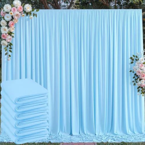 Miniatura 135 de Cortinas de telón de fondo blanco de 30 pies x 8 pies para fiestas de boda, 6 paneles de 5 pies x 8 pies, cortinas de fotografía de poliéster sin