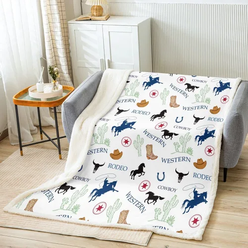 Miniatura 8 de Manta de vaquero occidental, manta de lana para niños y niños, del suroeste de Estados Unidos, decoración de habitación de adultos, diseño tribal
