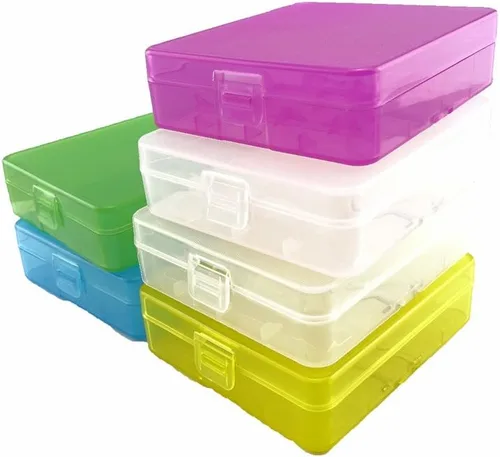 Honbay Estuche de almacenamiento de batería/caja/organizador/soporte para 4 baterías 18650 o 8 baterías CR123A, paquete de 6 (multicolor)
