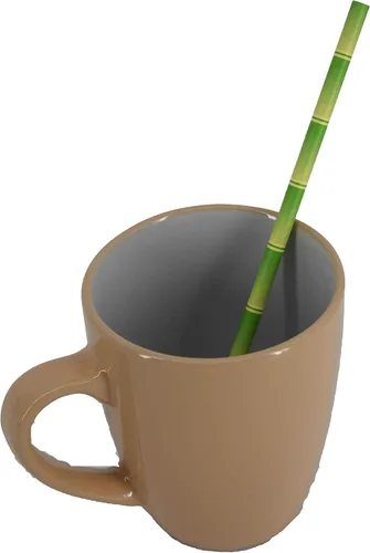 Miniatura 2 de Uniware 100 pajitas de papel envueltas individualmente de larga duración (blanco/marrón, 0.2 x 7.7 pulgadas) (bambú)