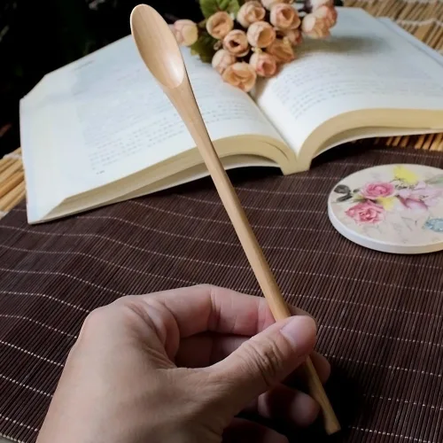 Miniatura 4 de Meiyahome - Cuchara helada de 8.3 in, cuchara ovalada de madera de 8 pulgadas, cuchara elíptica, cuchara agitadora de madera maciza, mango redondo