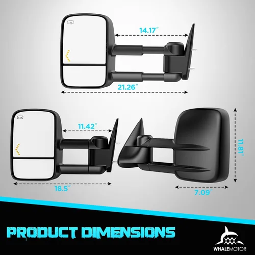 Miniatura 7 de Espejos de remolque calefactables compatibles con Chevy Silverado 2007-2013 y GMC Sierra (2007 nuevo) 1500 2500 3500 HD, Tahoe Suburban Avalanche