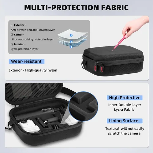 Miniatura 4 de BRDRC Funda de transporte para Insta360 GO Ultra, bolsa de almacenamiento de viaje de nailon portátil, funda protectora rígida con correa