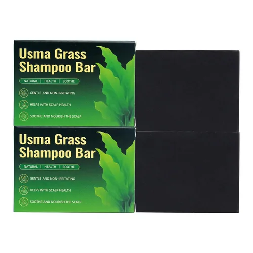 Usma Grass - Barra de champú sólido para adelgazar el cabello, barras de rutina de jugo Usman para engrosar y oscurecer, pérdida de cabello en