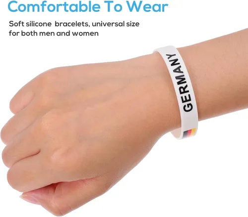 Miniatura 5 de EXCEART Pulsera de silicona impresa con la bandera de Alemania para fanáticos de los deportes, cómoda talla única, ideal para partidos de fútbol