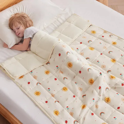 Miniatura 27 de anfie - Manta con peso para niños (40 x 60 pulgadas, 7 lb), manta refrescante para dormir, tamaño de manta ligera, transpirable, con cuentas de Gris