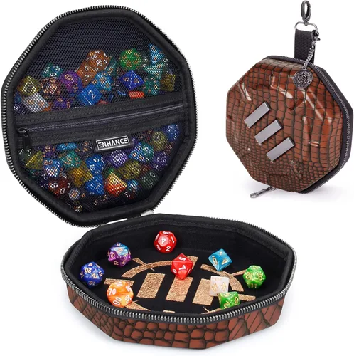 Miniatura 10 de ENHANCE Bandeja y estuche para dados DND – Soporte para dados DND para hasta 150 dados D&D con exterior duro resistente e interior suave protector.