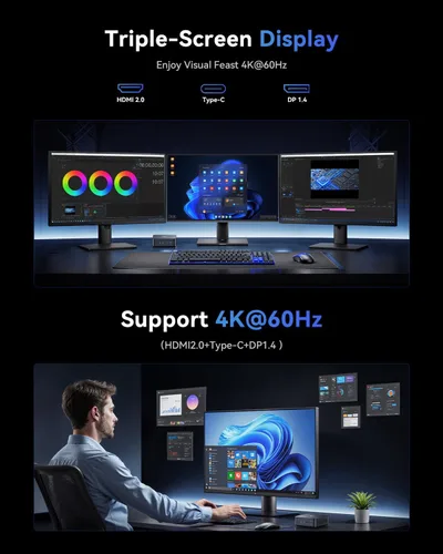 Miniatura 7 de KAMRUI Mini PC AM06PRO, AMD Ryzen 5 5500U (6C/12T, hasta 4.0 GHz), Mini Tower PC 16GB DDR4 512GB M.2 2280 NVME SSD Mini computadora de escritorio