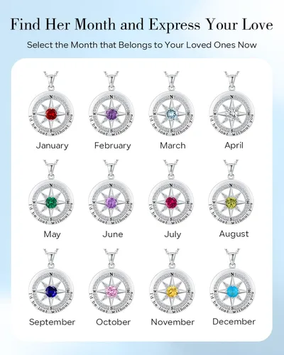 Miniatura 6 de S925 Necklace Gift for Wife Compass Jewelry Women Anniversary Sterling Silver Girlfriend Birthday Gifts for Her Valentines I'd be Lost without You