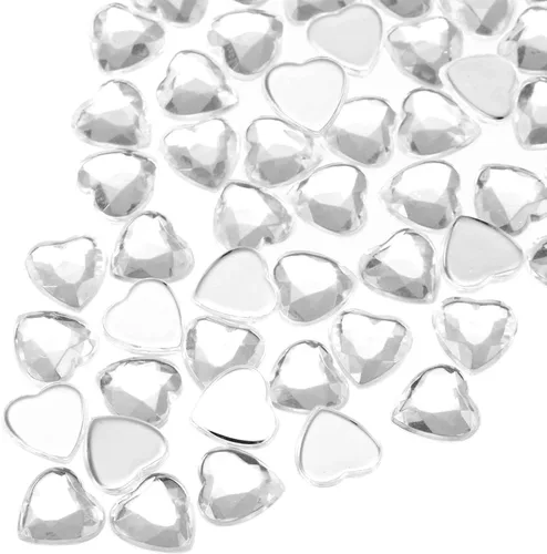 Miniatura 19 de MECCANIXITY 60 calcomanías acrílicas de diamantes de imitación de corazón de 0.315 in con parte trasera plana, gemas de plástico para manualidades
