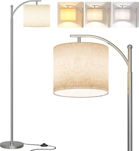 Miniatura 11 de SUNMORY Lámpara de pie de arco, moderna lámpara de pie con control remoto y bombilla regulable continua, lámparas de pie de metal con pantalla Negro