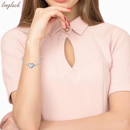 Miniatura 6 de Abalorio de plata de ley 925 para pulseras y collares Pandora para mujer, circonitas cúbicas 5A, cuentas de joyería