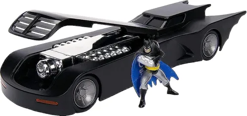 Jada Toys 1:24 Batman Animated Series Batmobile - Coche fundido a presión con figura de Batman de 2.75 pulgadas, juguetes para niños y adultos