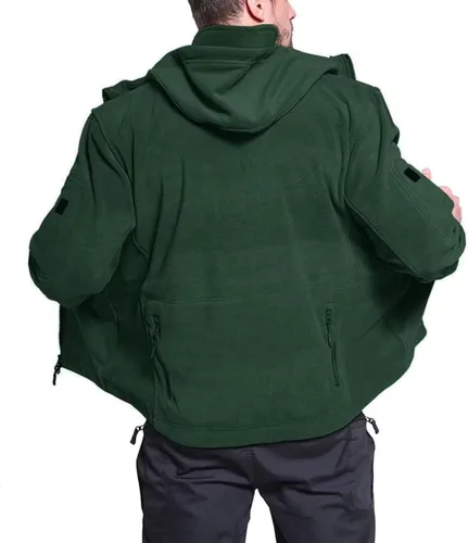 Miniatura 3 de BIYLACLESEN Chaquetas tácticas de forro polar Softshell para hombre con cremallera completa