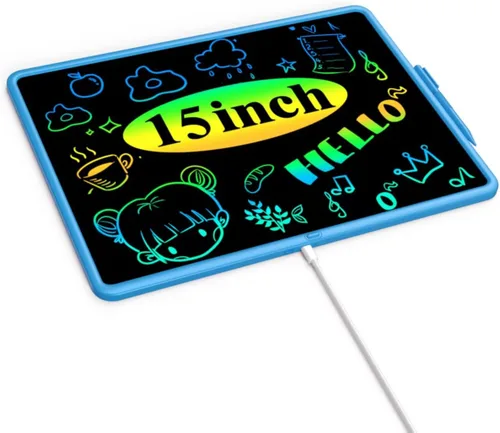 Miniatura 12 de Tableta de escritura LCD de 15 pulgadas para niños, tablero de dibujo colorido y juguetes educativos, regalos para niñas de 3 a 8 años, tablero