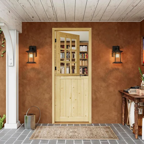 Miniatura 27 de Tablero de Puerta Holandesa para Interior y Exterior, 36" x 80", Universal 4 Lite Vidrio Templado Transparente Puerta Individual Dividida, Puerta