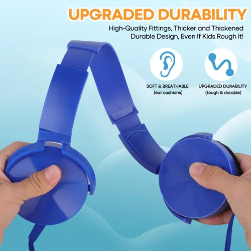 Miniatura 2 de Paquete de 5 audífonos para niños a granel para el aula escolar K-12, juego de auriculares duraderos para estudiantes, niños, adolescentes, niños