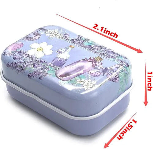 Miniatura 12 de 8 piezas de mini flores de estaño organizador de joyas caja de almacenamiento cajas decorativas pequeñas latas de metal floral con tapas