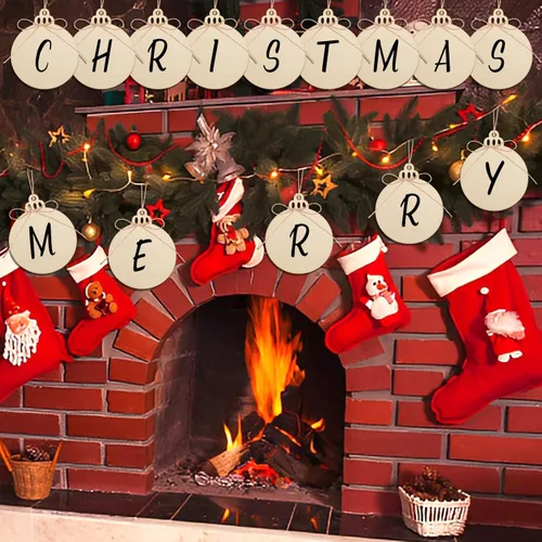 Miniatura 3 de Artmag 100 piezas de adornos colgantes de madera sin terminar de Navidad DIY, discos de madera redondos en blanco para manualidades, centros de 100