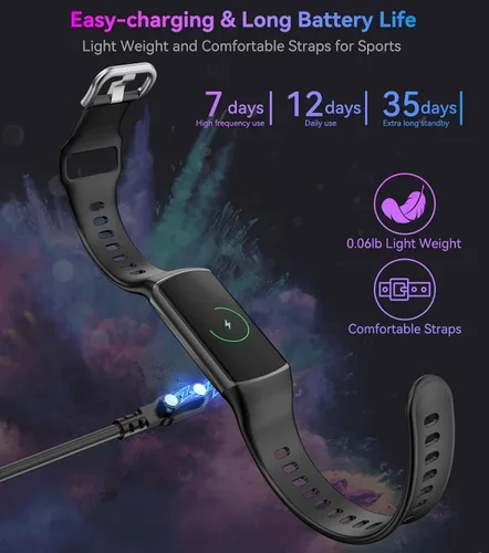 Miniatura 3 de Reloj inteligente Monitor de actividad física con monitor de frecuencia cardíaca 24/7, oxígeno en sangre, presión arterial, seguimiento del sueño