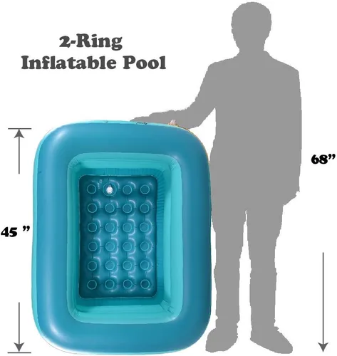 Miniatura 4 de HIWENA Piscina para niños, 45 x 35 x 14 pulgadas, piscina inflable verde para niños con válvula rápida, parche de reparación y tapón de drenaje