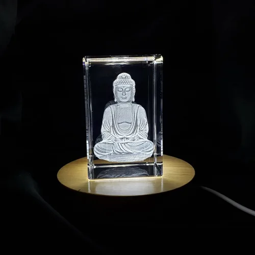 Estatua de Buda de cristal 3D con luz LED (grande)