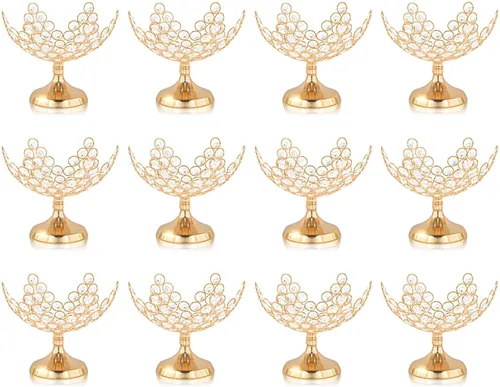 Miniatura 10 de 2 cuencos florales de cristal para caramelos/plato de frutas decorativo, elegante centro de mesa de marco de metal, plato de frutas y bandeja