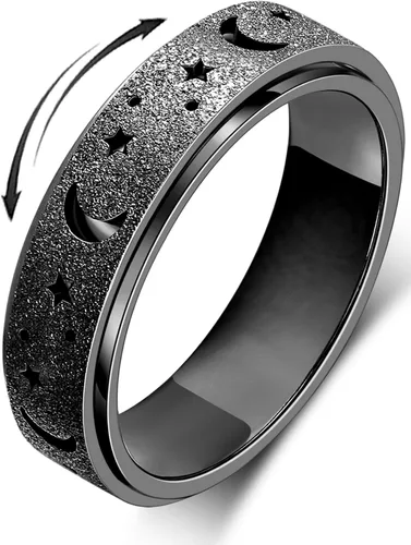 Anillo de alivio de la ansiedad, anillo giratorio para aliviar el estrés, de acero inoxidable, anillo giratorio para mujeres, hombres, unisex