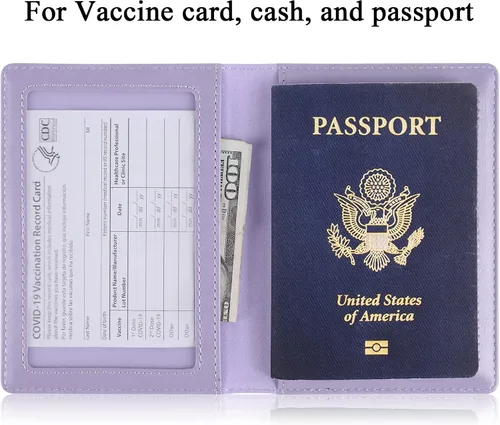Miniatura 7 de labato - Cartera de piel sintética para pasaporte con tarjetero de vacuna, PúrpuraOmbre Force.
