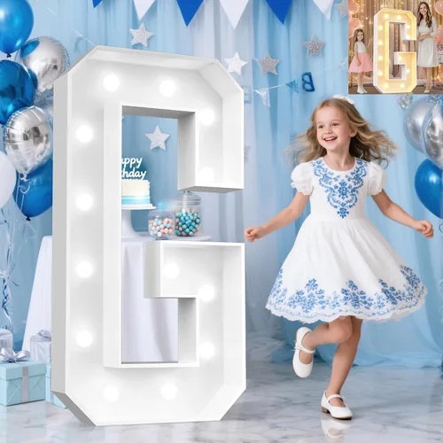 Miniatura 11 de Pooqla Letras de marquesina iluminadas de 3 pies, letras de marquesina con luz LED blanca fría y blanca cálida, letras de mosaico gigante para Letra