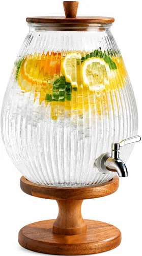 Miniatura 10 de Dispensadores de bebidas de vidrio de 3 galones para fiestas, dispensadores de jarras Mason clásicos con tapa de vidrio con asa y espiga 100% a