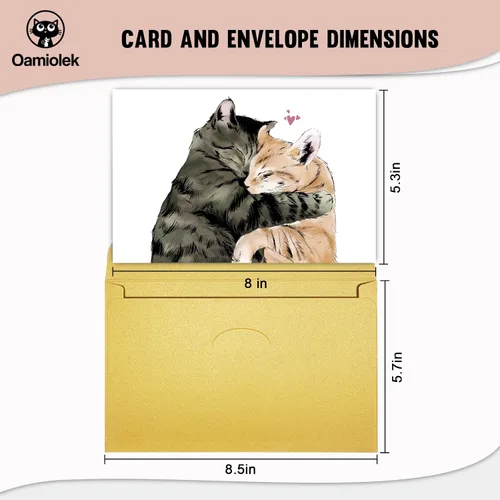 Miniatura 2 de Tarjeta de San Valentín para novio y novia, bonita tarjeta de aniversario de gatos para él y ella, adorable regalo de San Valentín