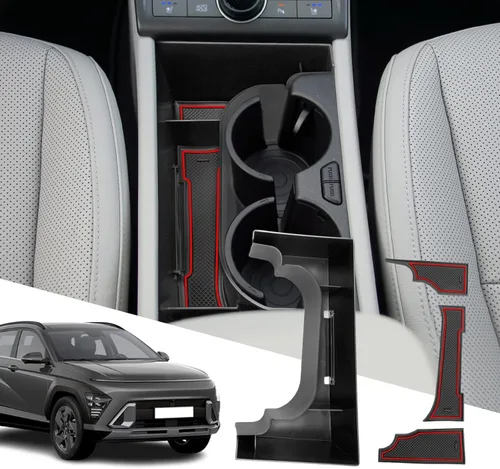 Miniatura 13 de SXCY 2 piezas superiores para Hyundai Kona/Kona EV 2024 2025 2026 Organizador de consola central para Hyundai Kona EV 2024-2026, accesorios