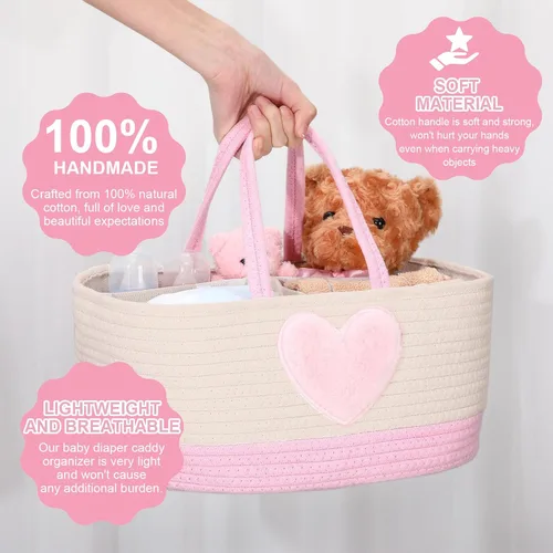 Miniatura 3 de Aliceset Organizador de pañales para bebé, niña, niño, cuerda, cesta de almacenamiento para guardería, bolsa portátil para cambiador, automóvil