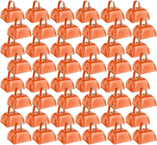 Miniatura 7 de 48 piezas de cencerros de metal con asas, grandes fabricantes de ruido, pequeños instrumentos de percusión de mano, cencerros para eventos de Púrpura