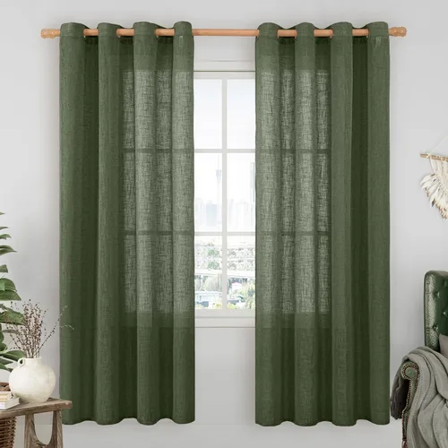 Miniatura 181 de LAMIT Cortinas de lino sintético para dormitorio, paneles filtrantes de luz, cortinas de lino con protección de privacidad con ojales para ventanas